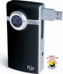 Flip Video Ultra - black showing flip-out USB connector