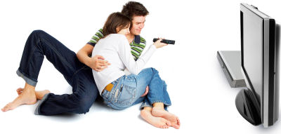 Couple in front of the TV