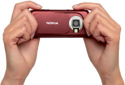 Nokia N73 mobile phone - hand held showing camera