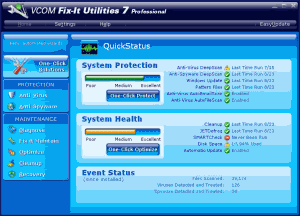 VCom Fix-It Utilities 7 - quick status display